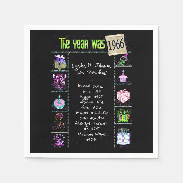 1966 Fun Facts Card Napkins Serviette (Vorderseite)