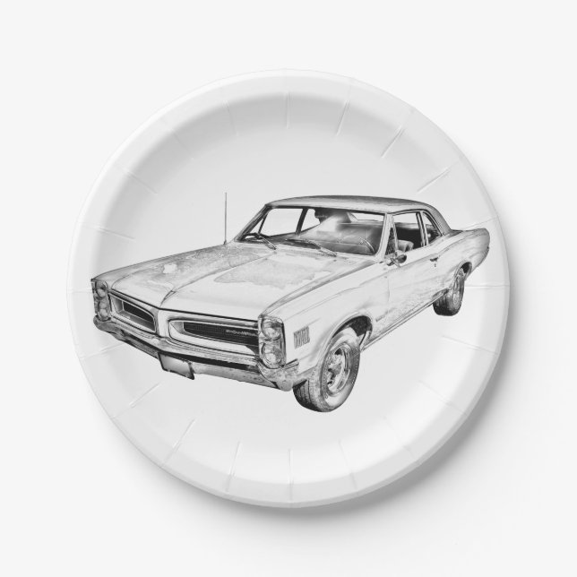 1966 Illustration zum Muskelkater Pontiac Lemans Pappteller (Vorderseite)