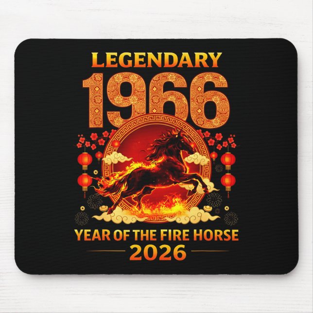 1966 Jahr des Feuerpferds 60. Geburtstag Chinesisc Mousepad (Vorne)