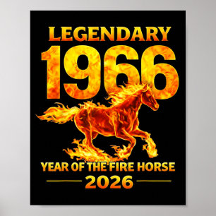 1966 Jahr Feuerpferd 60. Illustration Poster