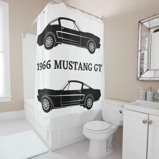 1966 Mustang GT Muscle Voiture Douche Rideau (En situation)