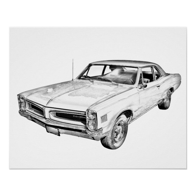 1966 Pontiac Lemans Muscle Car Illustration Poster (Vorderseite)