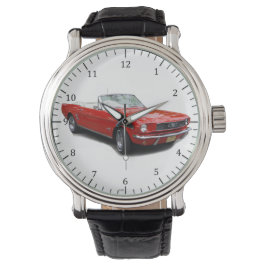 1966 rote Cabrio-Oldtimer-Uhr Armbanduhr