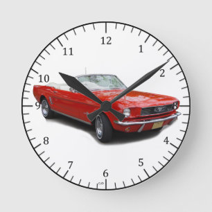 1966 roter Cabrio-Klassikeruhr Runde Wanduhr