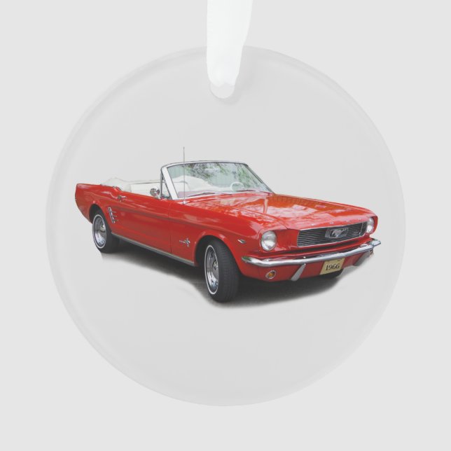 1966 roter Konvertible Acrylschmuck Ornament (Vorderseite)