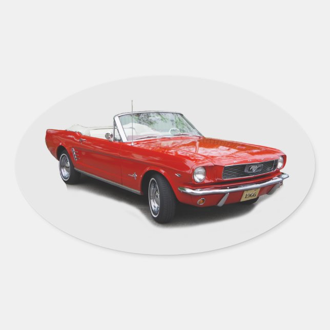 1966 Roter Konvertible-Aufkleber Ovaler Aufkleber (Vorderseite)