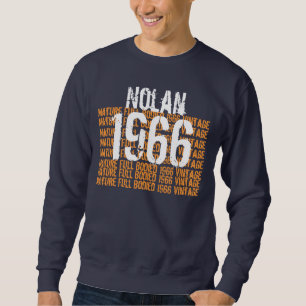 1966 Vintage Geburtstag Blau Gold Weiß Benutzerdef Sweatshirt