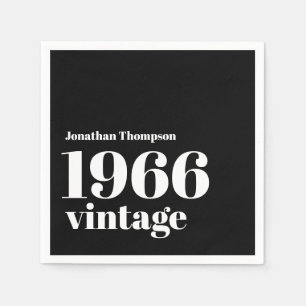 1966 Vintage Name Schwarz 60. Geburtstagsfeier Serviette