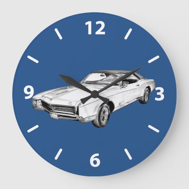1967 Buick Riviera Illustration Große Wanduhr (Vorderseite)