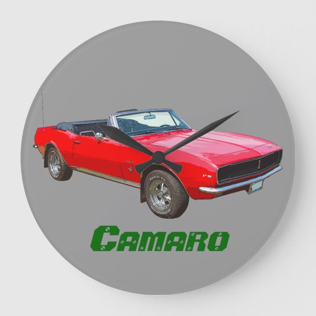 1967 Cabrio Camaro Muscle Car Große Wanduhr (Vorderseite)