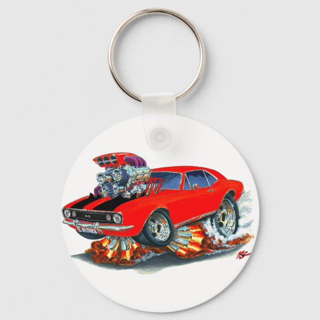 1967 Camaro SS Red-Black Car Schlüsselanhänger (Vorderseite)