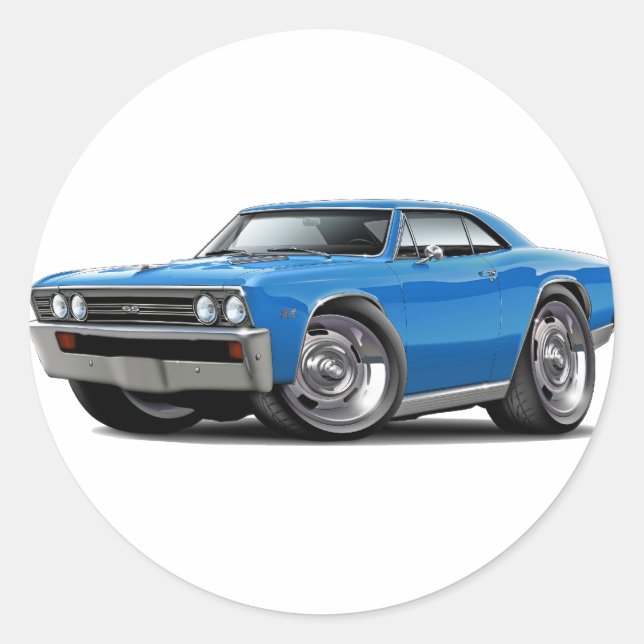 1967 Chevelle Blue Car Runder Aufkleber (Vorderseite)
