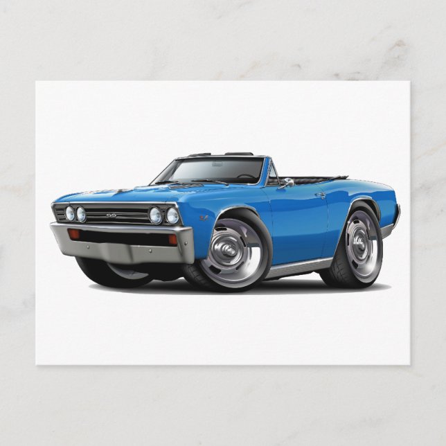 1967 Chevelle Blue Convertible Postkarte (Vorderseite)