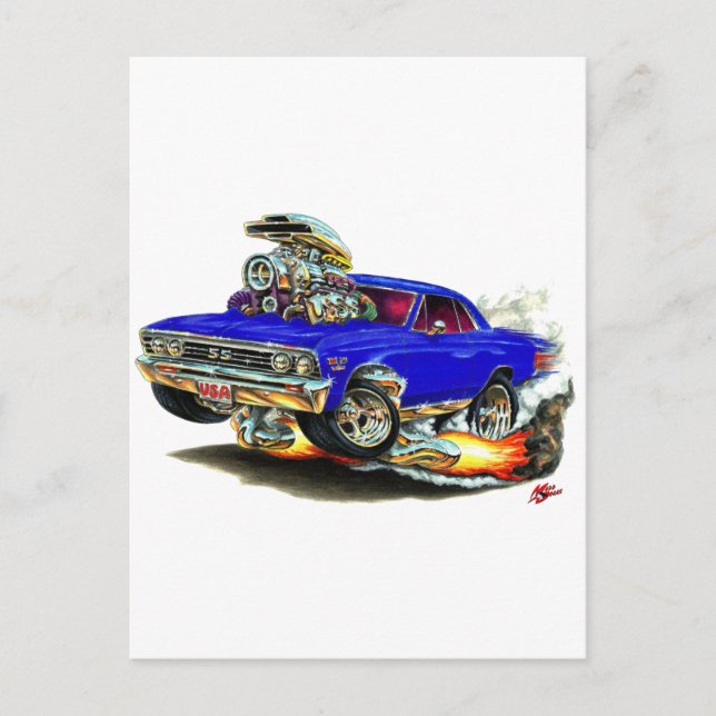 1967 Chevelle Dark Blue Car Postkarte (Vorderseite)