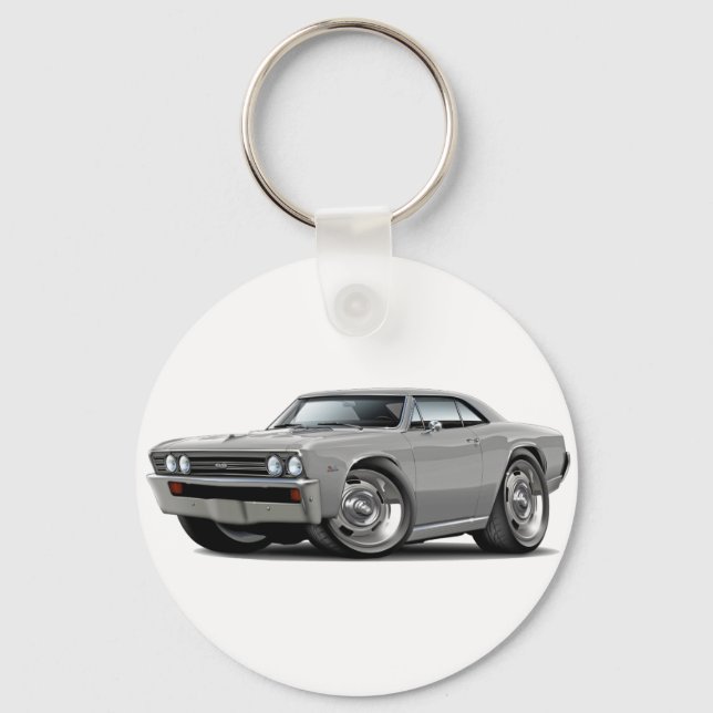 1967 Chevelle Silver Car Schlüsselanhänger (Vorderseite)