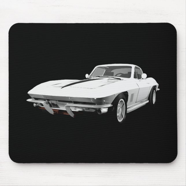 1967 Corvette Sports Car: White Finish: Mousepad (Vorne)