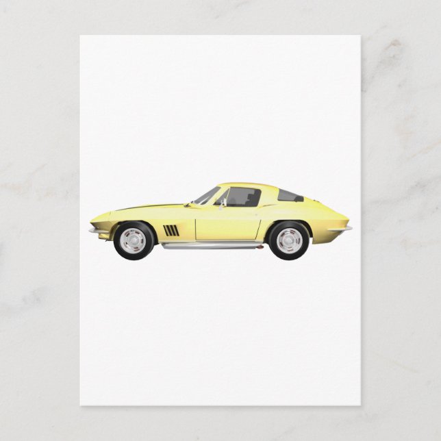 1967 Corvette Sportwagen: Gelb fertig Postkarte (Vorderseite)