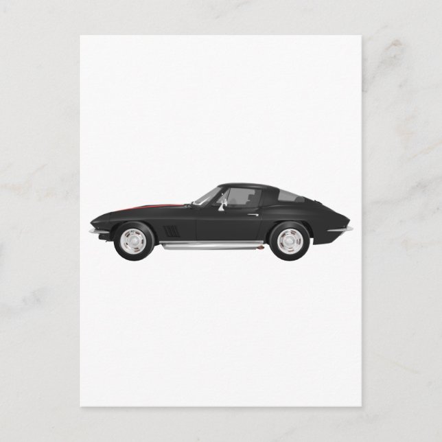 1967 Corvette Sportwagen: Schwarzes Finish: Postkarte (Vorderseite)