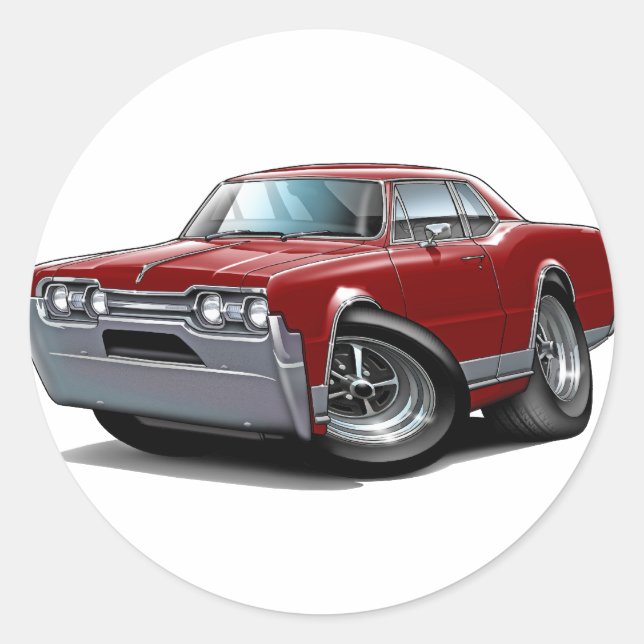 1967 Olds Cutlass Maroon Car Runder Aufkleber (Vorderseite)