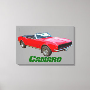 1967 rotes konvertierbares Camaro Muskel-Auto Leinwanddruck