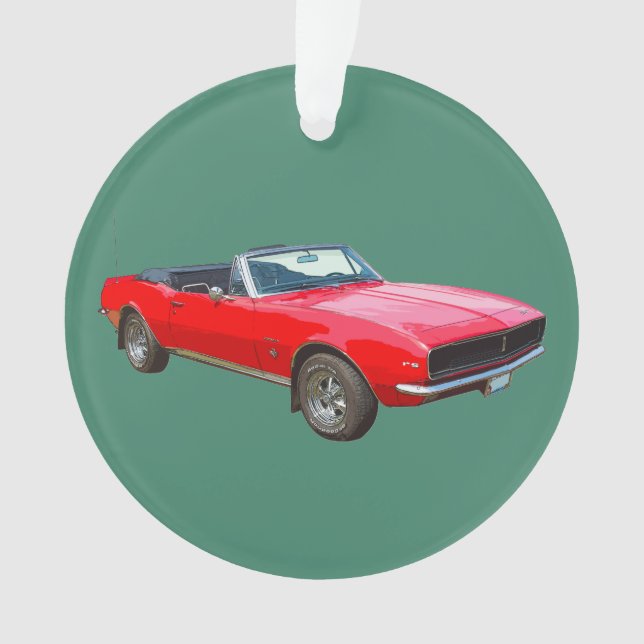 1967 rotes konvertierbares Camaro Muskel-Auto Ornament (Vorderseite)