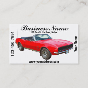 1967er roter Cabrio Camaro Muscle Car. Visitenkarte