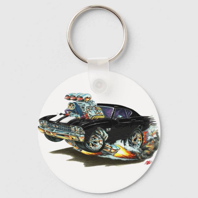 1968-69 Chevelle Black-White Car Schlüsselanhänger (Vorderseite)