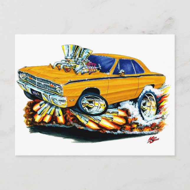 1968-71 Dodge Dart Orange Car Postkarte (Vorderseite)