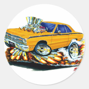 1968-71 Dodge Dart Orange Car Runder Aufkleber