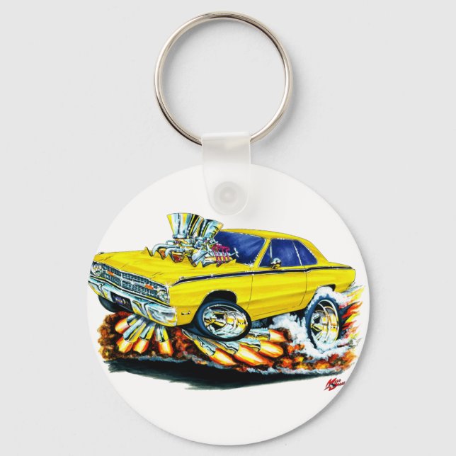 1968-71 Dodge Dart Yellow Car Schlüsselanhänger (Vorderseite)