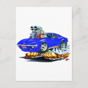 1968-72 Corvette Blue Car Postkarte