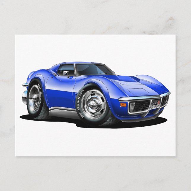 1968-72 Corvette Blue Car Postkarte (Vorderseite)