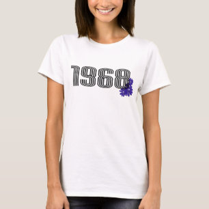 1968 Blume Power Friedenszeichen Hippie Lila T-Shirt