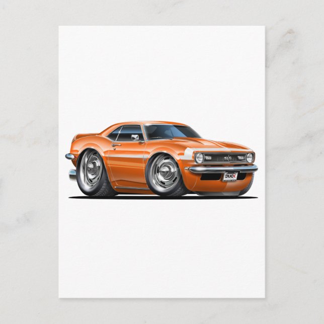 1968 Camaro Orange-White Car Postkarte (Vorderseite)