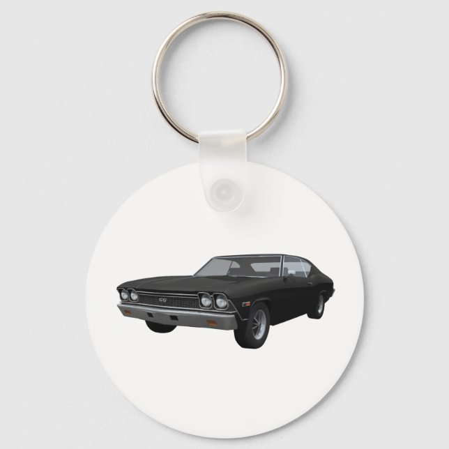 1968 Chevelle SS: Black Finish Schlüsselanhänger (Vorderseite)