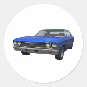 1968 Chevelle SS: Blue Finish Runder Aufkleber