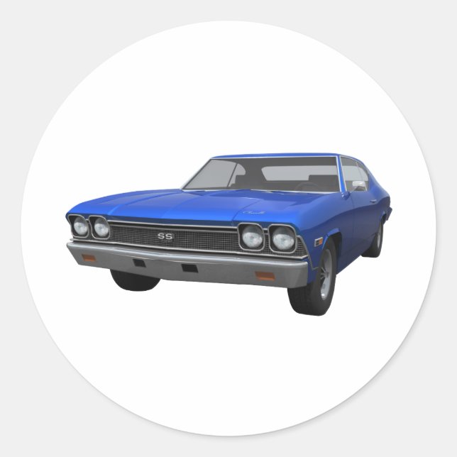 1968 Chevelle SS: Blue Finish Runder Aufkleber (Vorderseite)