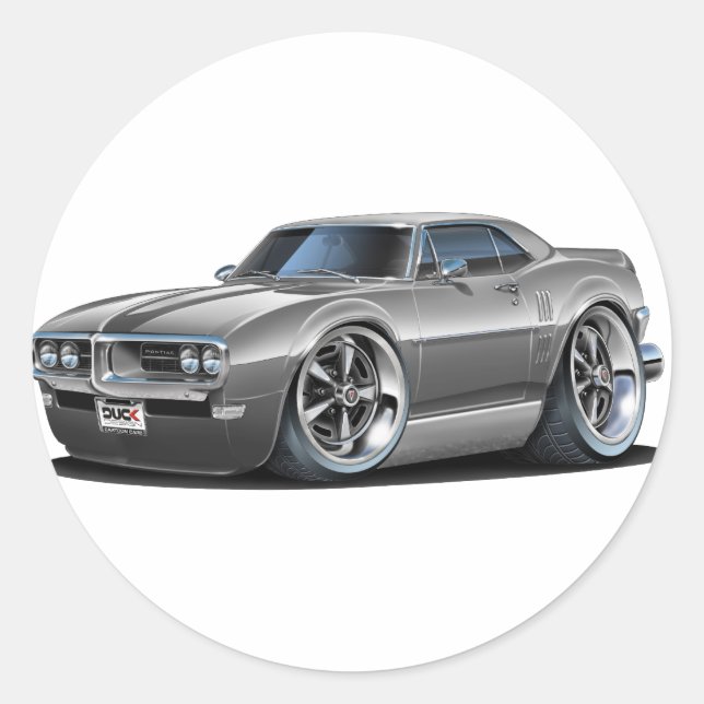 1968 Firebird Gray Car Runder Aufkleber (Vorderseite)