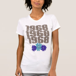 1968 Hippie Blume Power Peace Sign Aqua Lila T-Shirt