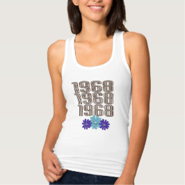 1968 Hippie Blume Power Peace Sign Aqua Lila Tank Top
