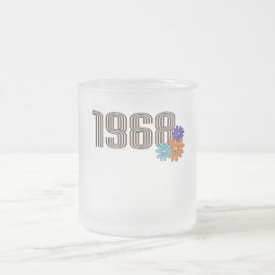 1968 Hippie Peace Sign Blume Orange Aqua Lila Mattglastasse
