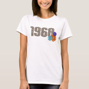 1968 Hippie Peace Sign Blume Orange Aqua Lila T-Shirt