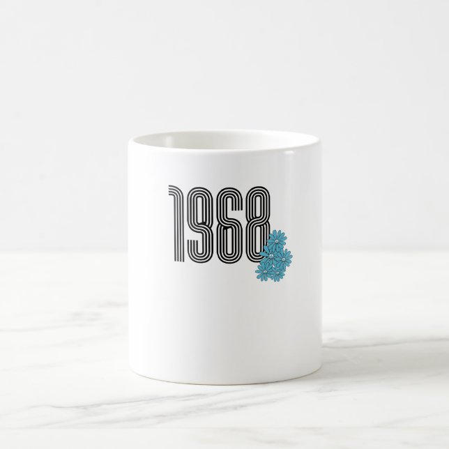 1968 Hippie Peace Sign Blume Power Aqua Kaffeetasse (Mittel)