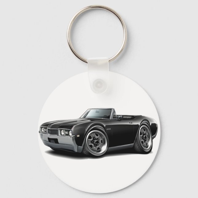 1968 Olds 442 Black Convertible Schlüsselanhänger (Vorderseite)