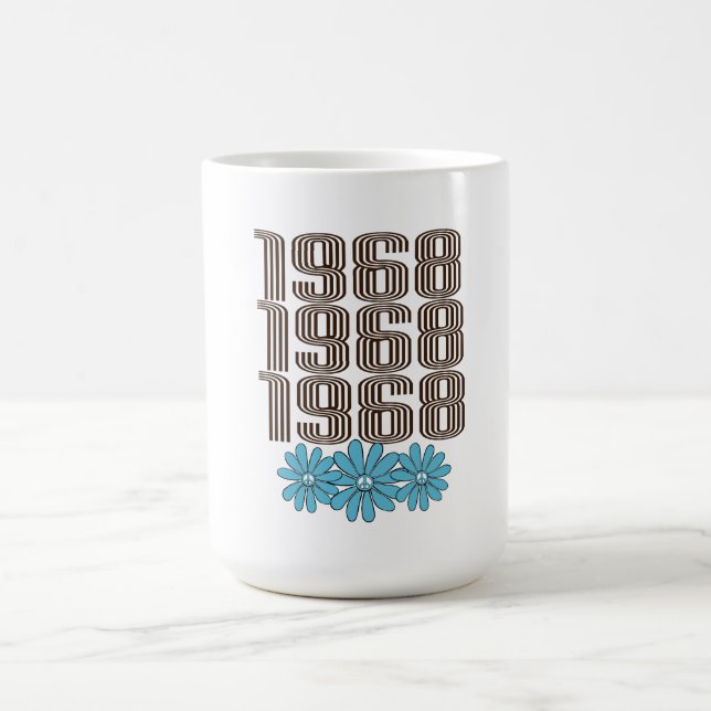 1968 Peace Sign Aqua Hippie Blume Power Verwandlungstasse (Zentrum)