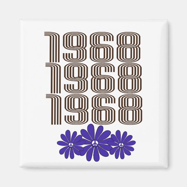 1968 Peace Sign Hippie Blume Power Lila Magnet (Vorne)