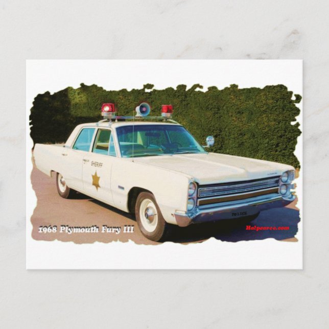 1968 Plymouth Fury III Postkarte (Vorderseite)