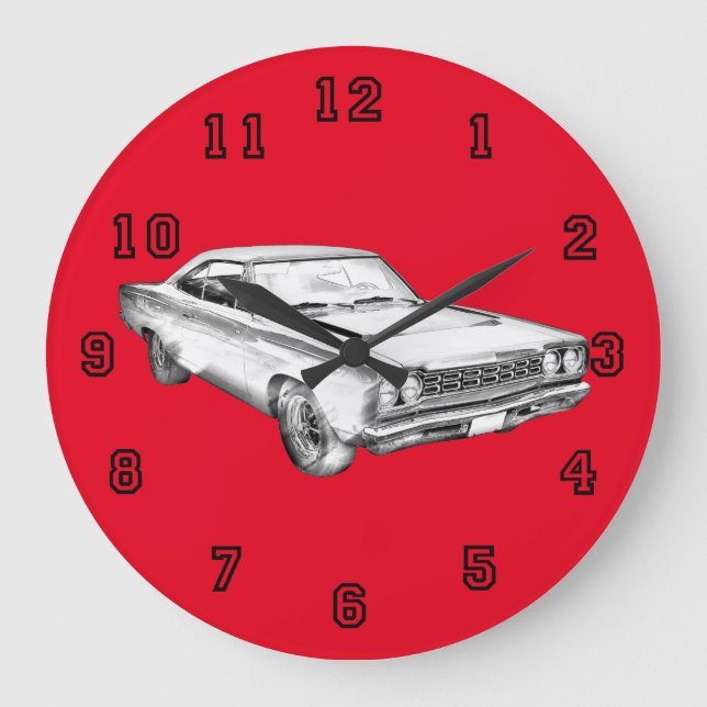 1968 Plymouth Roadrunner Große Wanduhr (Vorderseite)