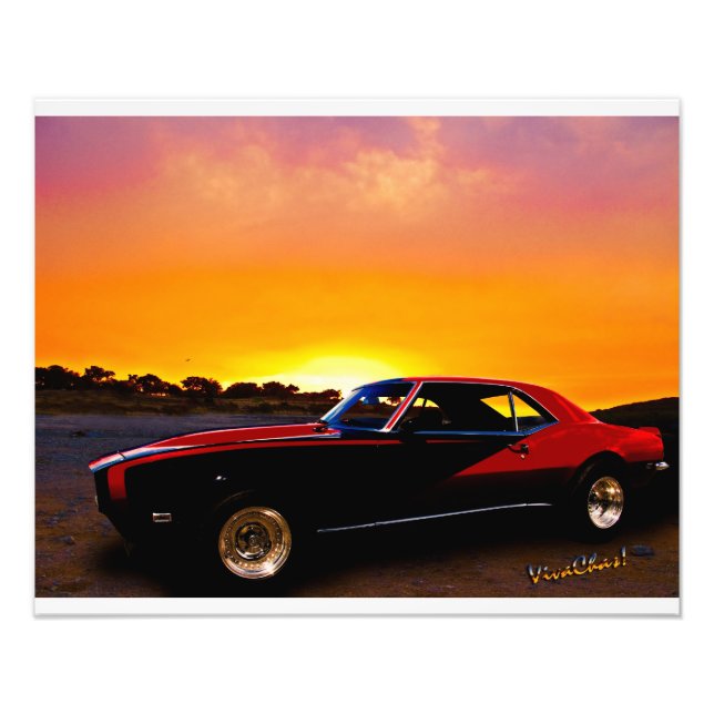 1969 Camaro am Rocky Ridge für Sonnenuntergang Fotodruck (Vorne)