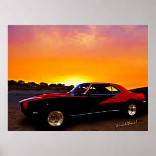 1969 Camaro am Rocky Ridge für Sonnenuntergang Poster